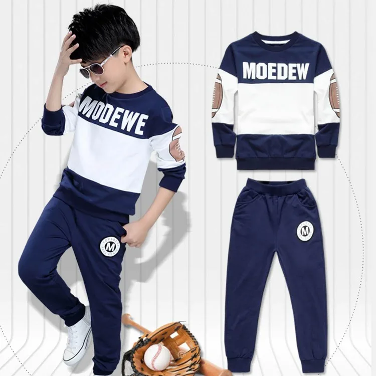 Binhbet Boys Tracksuits 2018 Autumn Children White Black Long Sleeve Jacket + Pants Outfit Kids Clothing Sets Age 3-10 T |