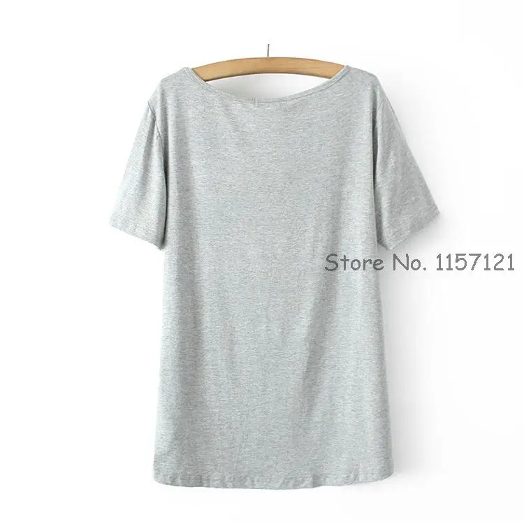 popular European fashion summer short cut T shirt brand in front sequins Bugs bunny Rabbit T-shirt women's | Женская одежда