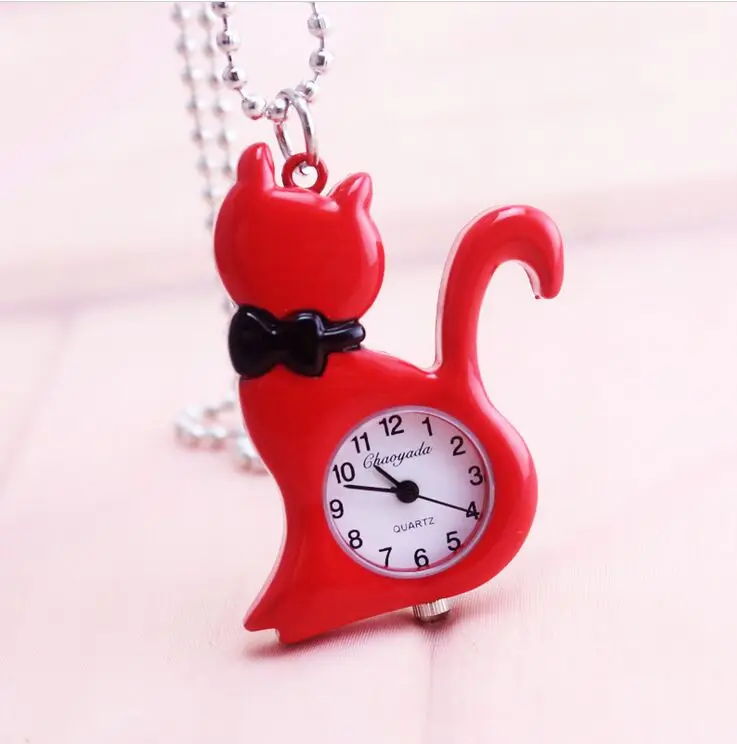 10 шт./лот кулон странного кота серебряная крышка стола ожерелье карманные часы