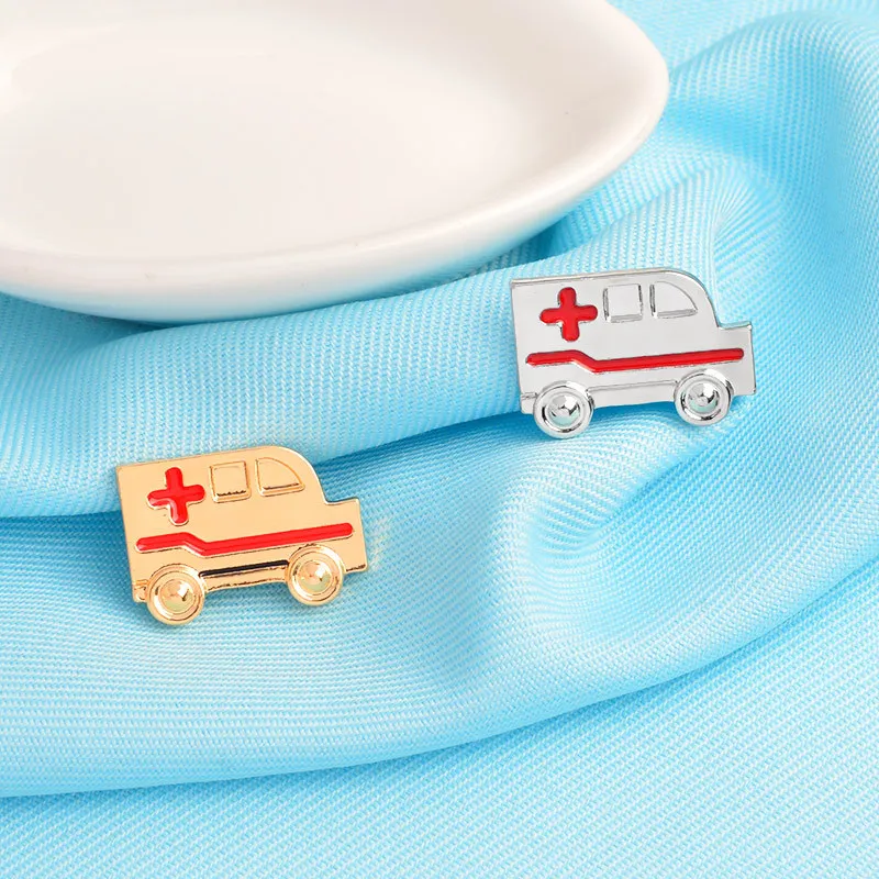 Enacolor 2018 New Hospital Ambulance Brooches Pins Gold Metal Enamel Broach Collar Pin for Doctor Gifts Jewelry | Украшения и