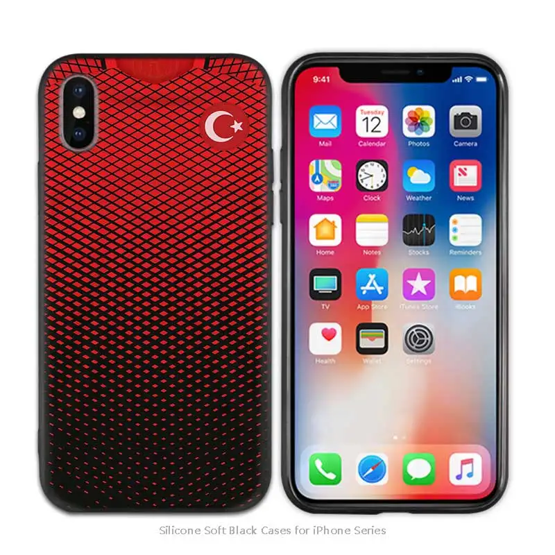 A004 Turkey Turkish Flag Black Scrub Anti-knock TPU Silicone Case Cover for iPhone X XS XR XS 11 11Pro Max 7 8 6 6S 5 5S SE Plus - Цвет: A004