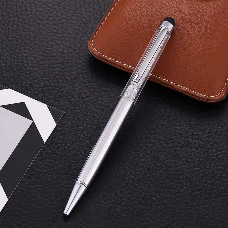 Silver Креативная Металлическая роза золотой сенсорный экран офисная деловая ручка золотой кристалл телефон конденсаторная ручка конференции Алмазный шариковая ручка - Цвет: Silver