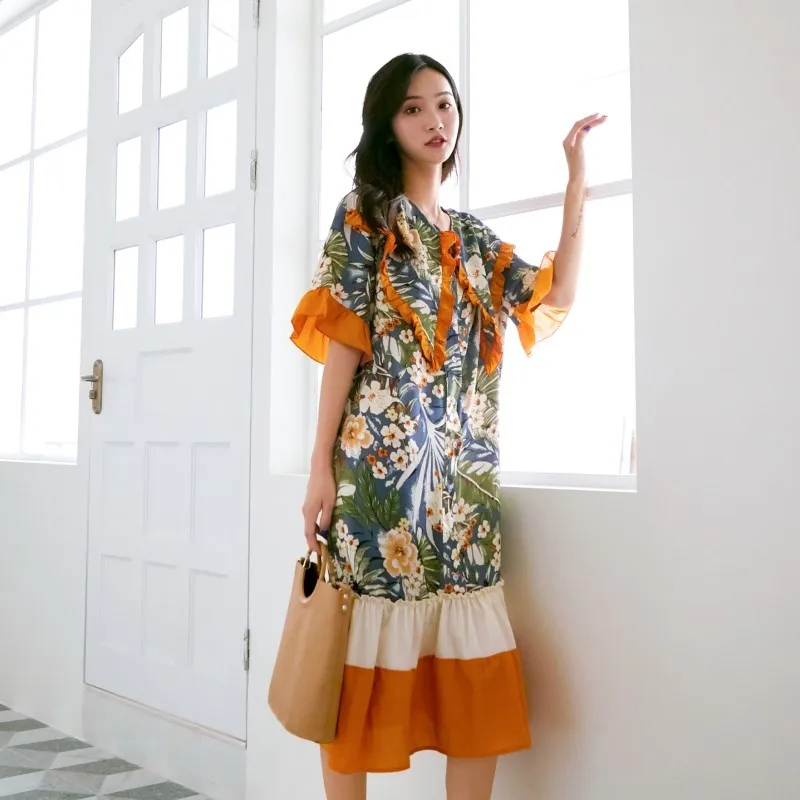 Женское платье с расклешенными рукавами LANMREM Повседневное в стиле ретро