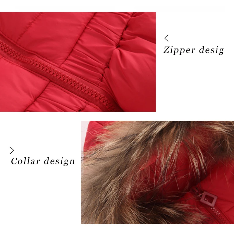 Пуховик для девочки Толстая теплая парка с меховым капюшоном зимняя детская