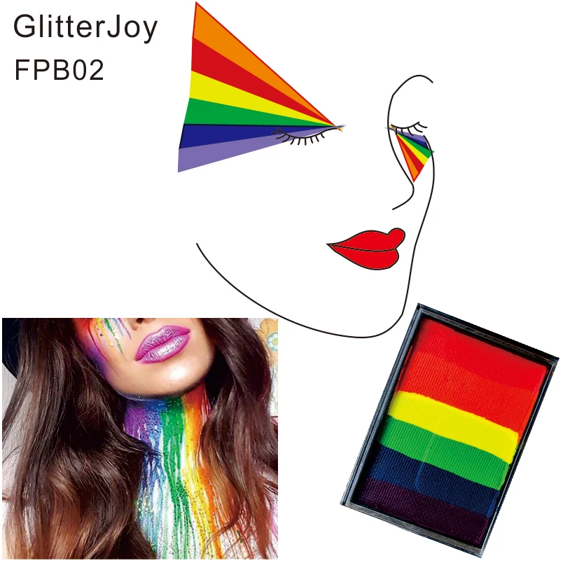 FPB02 60 г/шт. краска для лица на водной основе неоновая Радуга цветка раздельный
