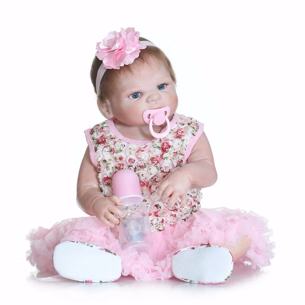 

23inch 100% Full Body soft Silicone Reborn Baby Dolls realistic bebe handmade bathe toy kids birthday bonecas kids brinquedos