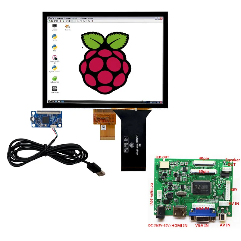 Плата драйвера аудиосистемы HDMI + VGA 2AV емкостный сенсорный экран 8 дюймов в сборе