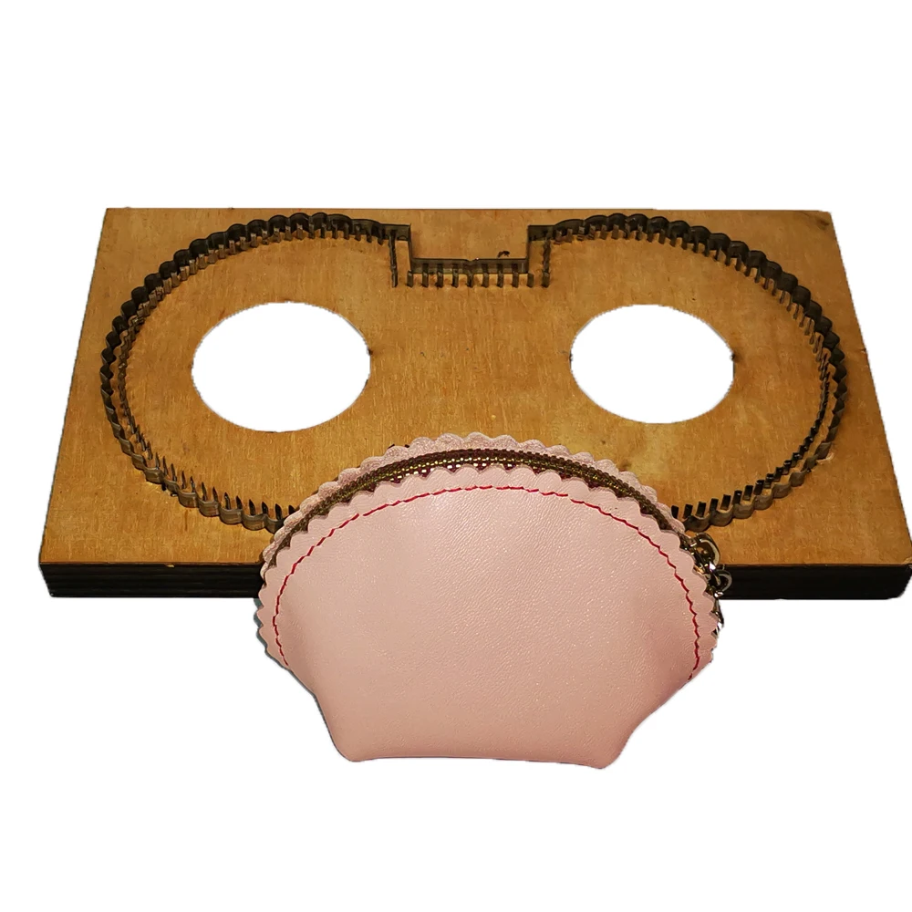 Дизайнерский ремесленный шаблон для резки кожи, форма ракушки, цветочный край, молния, сумка для монет, нож для резки, форма, ручной перфоратор, набор инструментов 110x75