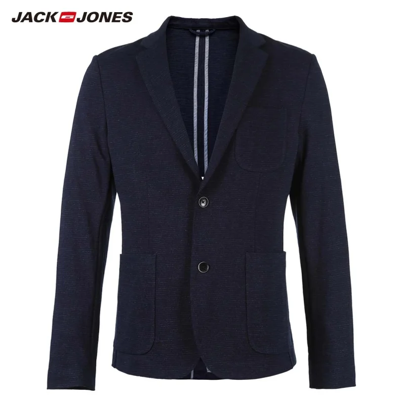 JackJones мужской 100% хлопок зубчатый лацкан Slim Fit Блейзер E | 218108523|Пиджаки|