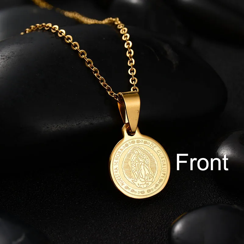 Круглое колье с кулоном религиозной символикой из нержавеющей стали Nuestra Senora DE