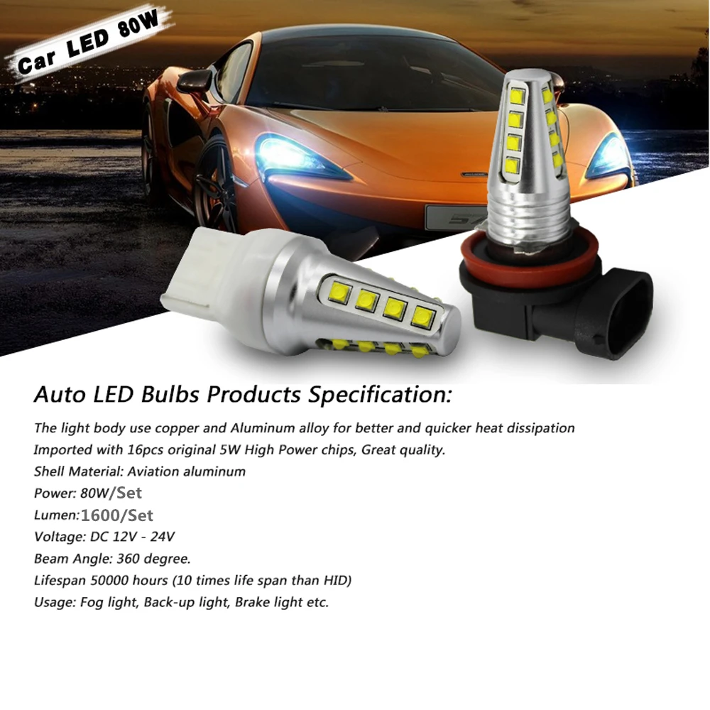 CJXMX 2 шт. высокомощная автомобильная светодиодная противотуманная фара H7 H8 H11 9005/HB3