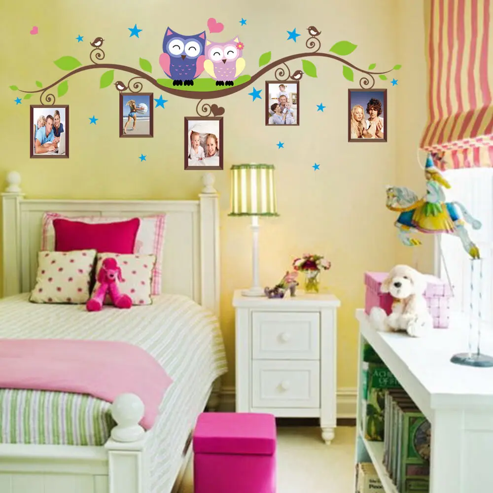 Зеленые совы фоторамки съемные настенные наклейки детские украшения для дома s