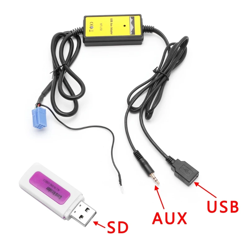 

New ar Audio MP3 Interface CD Adapter Changer AUX SD USB Data Cable Mini 8Pin For VW Skoda