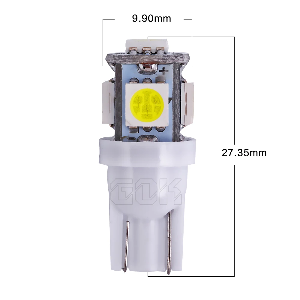 500 шт./лот T10 5SMD 5050 Светодиодная лампа Белый свет 5 светодиодов автомобильное