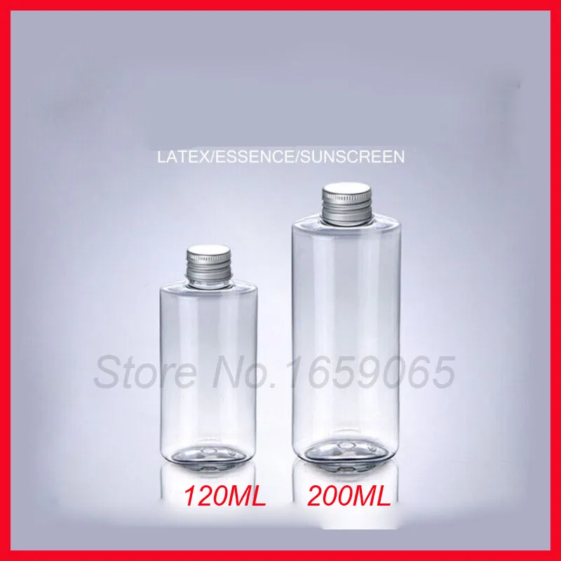 

120/200G clean flat shoulder PET plastic bottle matt silver cap empty makeup water cosmetic container Refillable Bottles