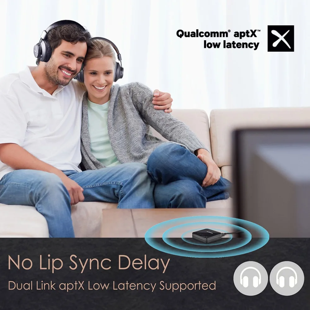 Avantree Audikast aptX с низкой задержкой Bluetooth аудио передатчик для ТВ ПК(оптический цифровой Toslink, 3,5 мм Aux, RCA, PC USB) 100ft
