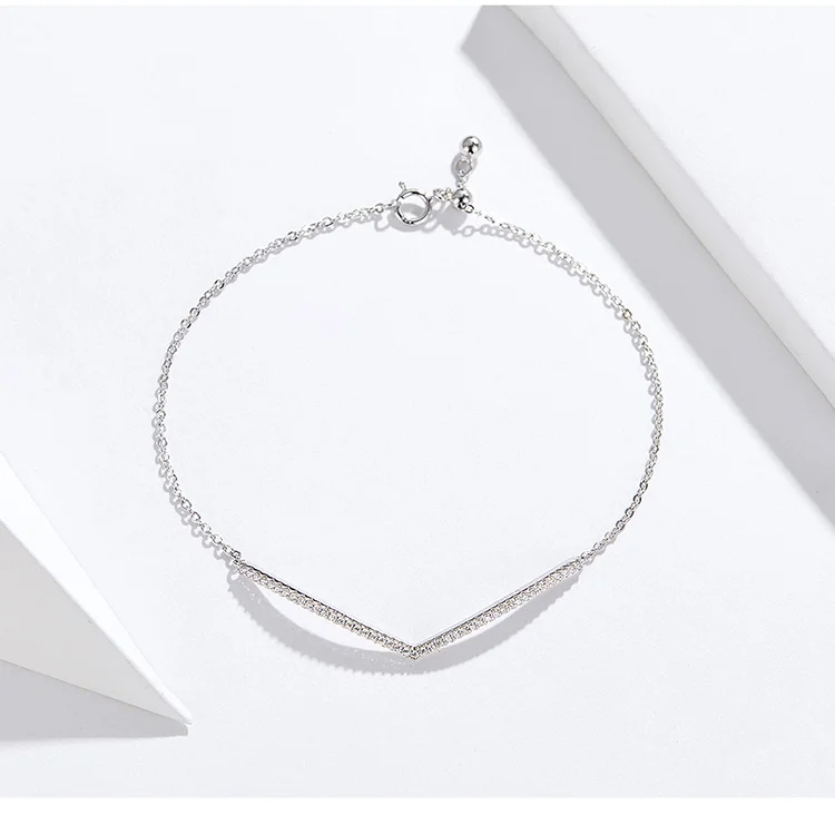 BISAER Кристалл Pulseira 925 пробы Серебряный светящийся кубический циркон женские серебряные браслеты свадебные ювелирные изделия из стерлингового серебра ECB137