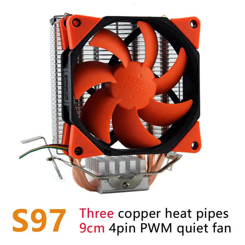 PCCOOLER Процессор охладитель 2 тепловыми 4PIN 8 см ШИМ тихий вентилятор компьютер PC для