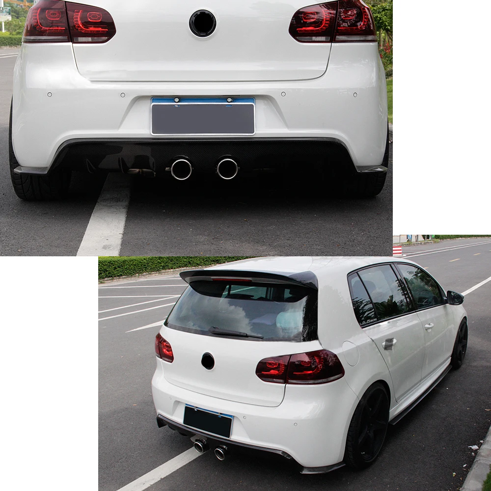 Диффузор заднего бампера из углеродного волокна для VW Golf 6 VI MK6 R20 бампер 2012- Черный FRP задний диффузор не стандартный