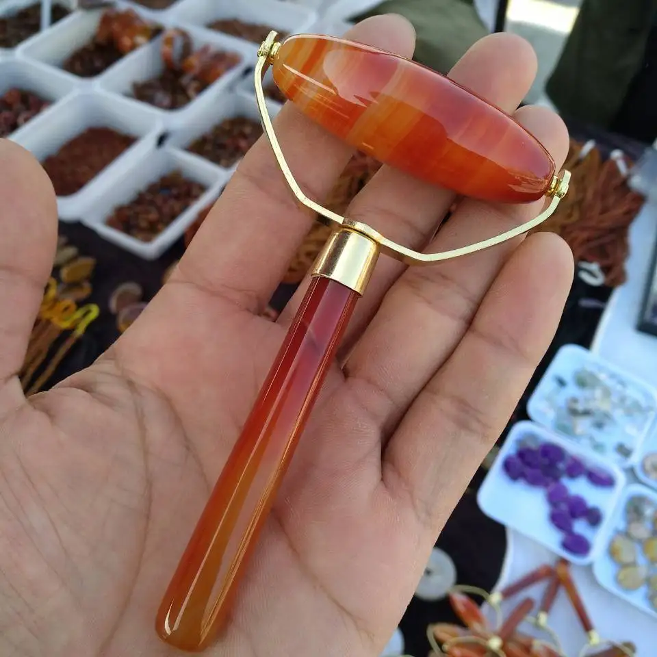 Natural agate crystal female facial massager health products | Дом и сад