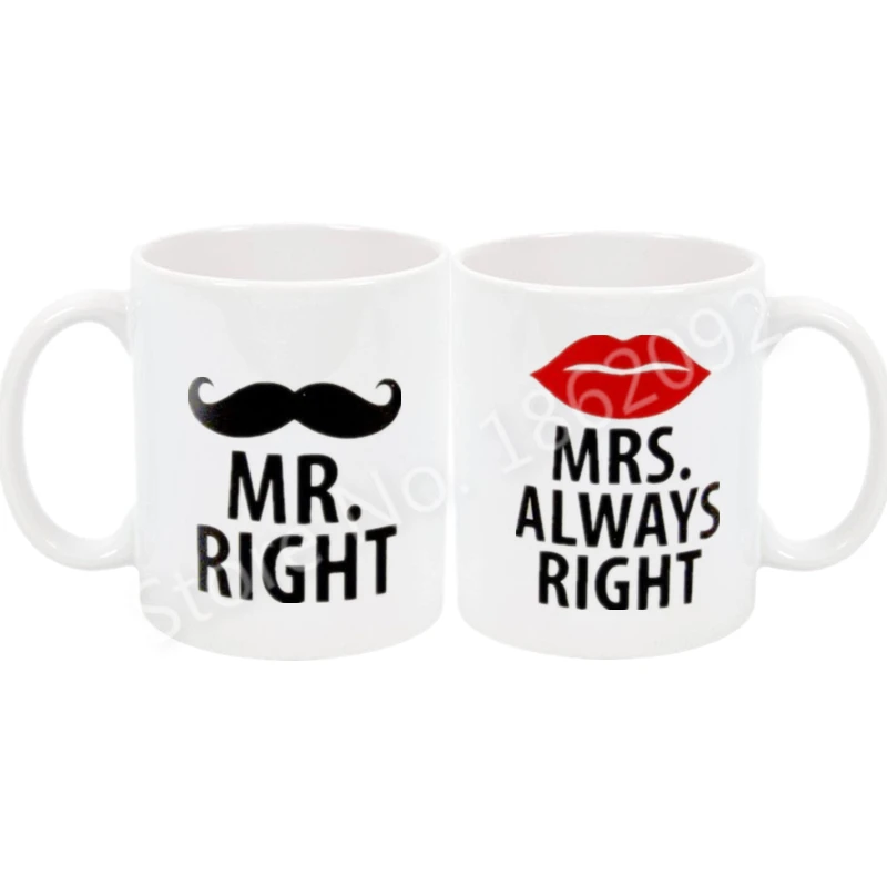 Забавный Mr Mrs Кофе кружка набор Новинка mr. Right всегда прав пара кружки чашки носки