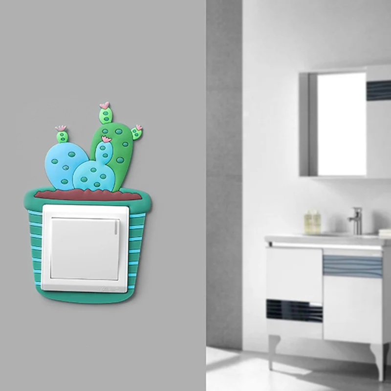 Светящиеся Стикеры для выключателей Кактус в горшке водонепроницаемые наклейки