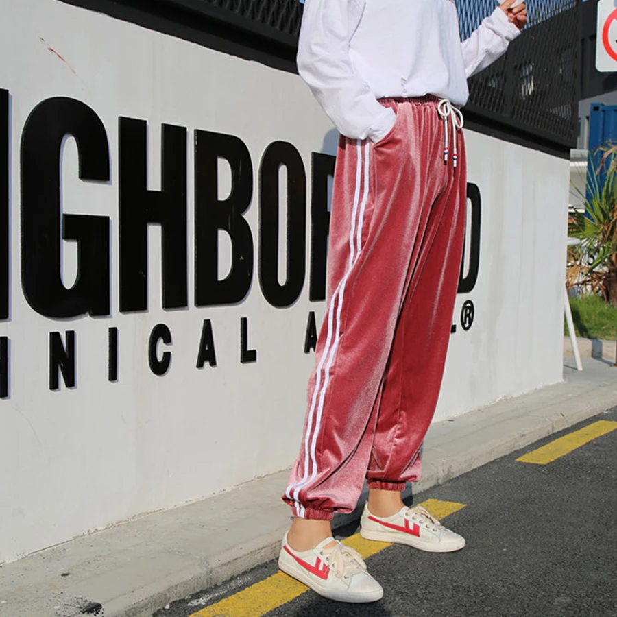 Женские вельветовые брюки повседневные свободные штаны шаровары с высокой