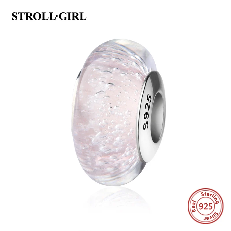 G1014 StrollGirl сверкающие муранские стеклянные бусины фиолетовые 925 серебряные подвески подходят pandora ювелирный браслет сделай сам делая женские подарки - Цвет: G1014