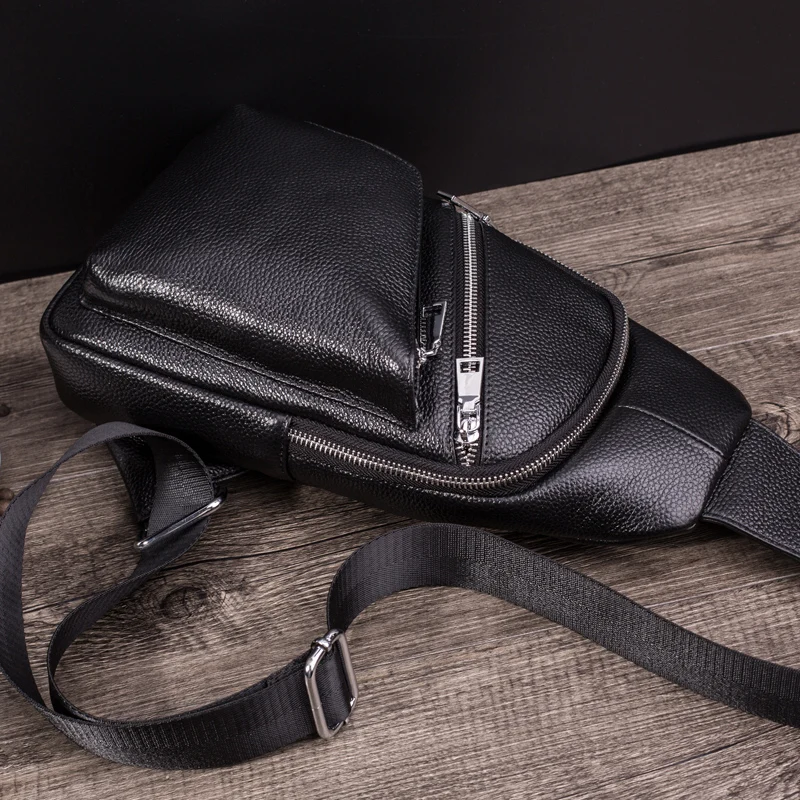 Мужская нагрудная сумка Wmnuo из натуральной воловьей кожи многофункциональные