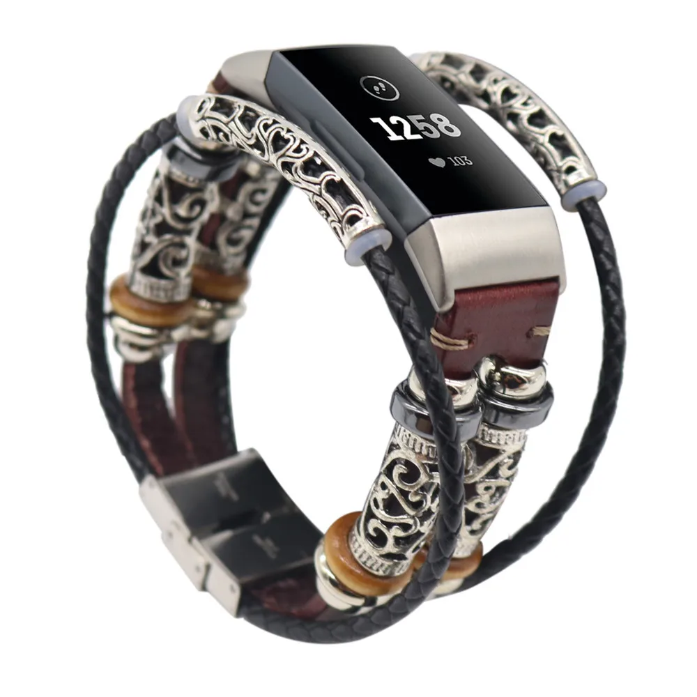 Браслет для Fitbit Charge 3 Модный повседневный кожаный ремешок часов в стиле ретро 2019 |