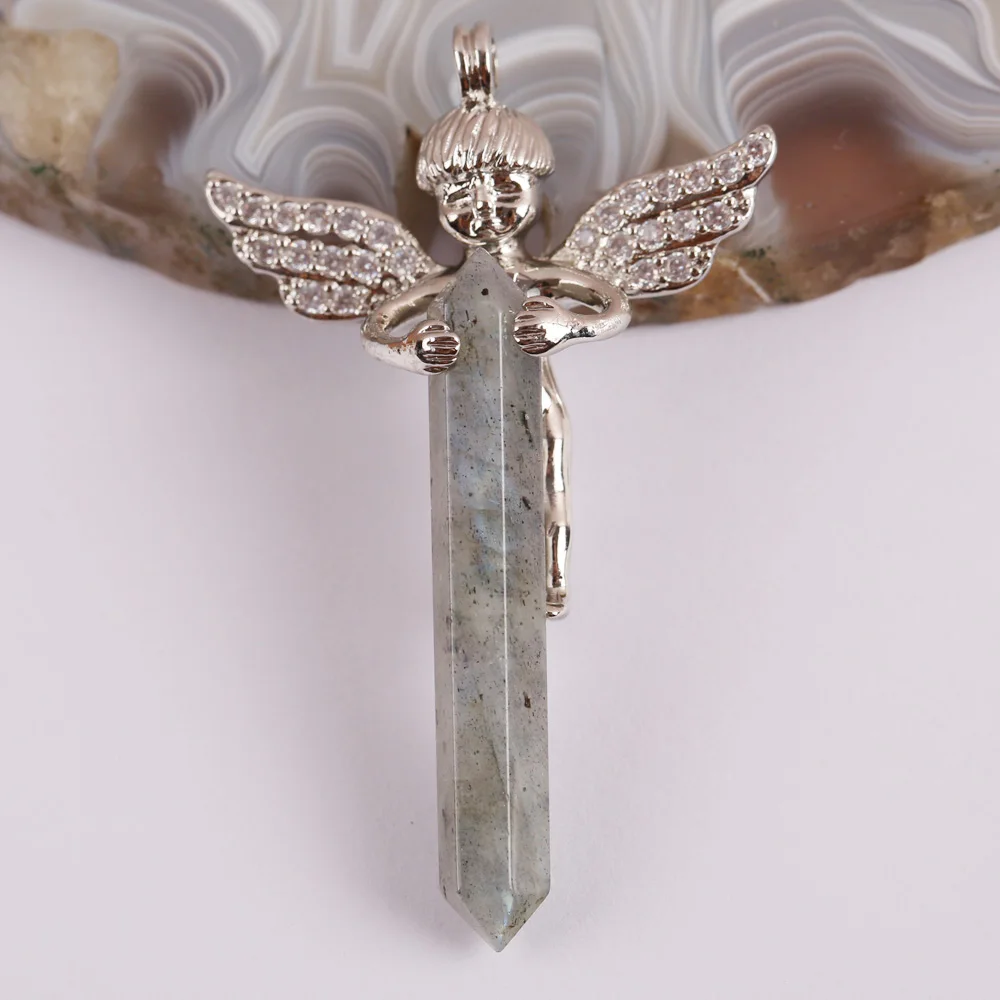 Натуральный камень Лабрадорит бусины кулон Счастливый Ангел ювелирные изделия