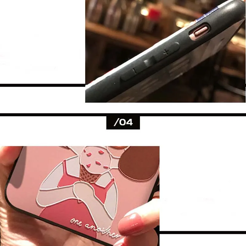 JIBAN Cute Girl Cartoon Pink Phone Case For OPPO 17pro R11 Plus XiaoMi 8se Mix2 Silicone Embossed Protective Cover Capa |