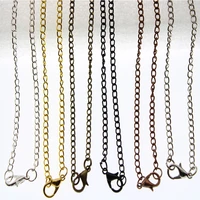 10pcs gold silver black bronze color metal link chain necklace lobster clasp 60cm length necklace chains for diy jewelry making