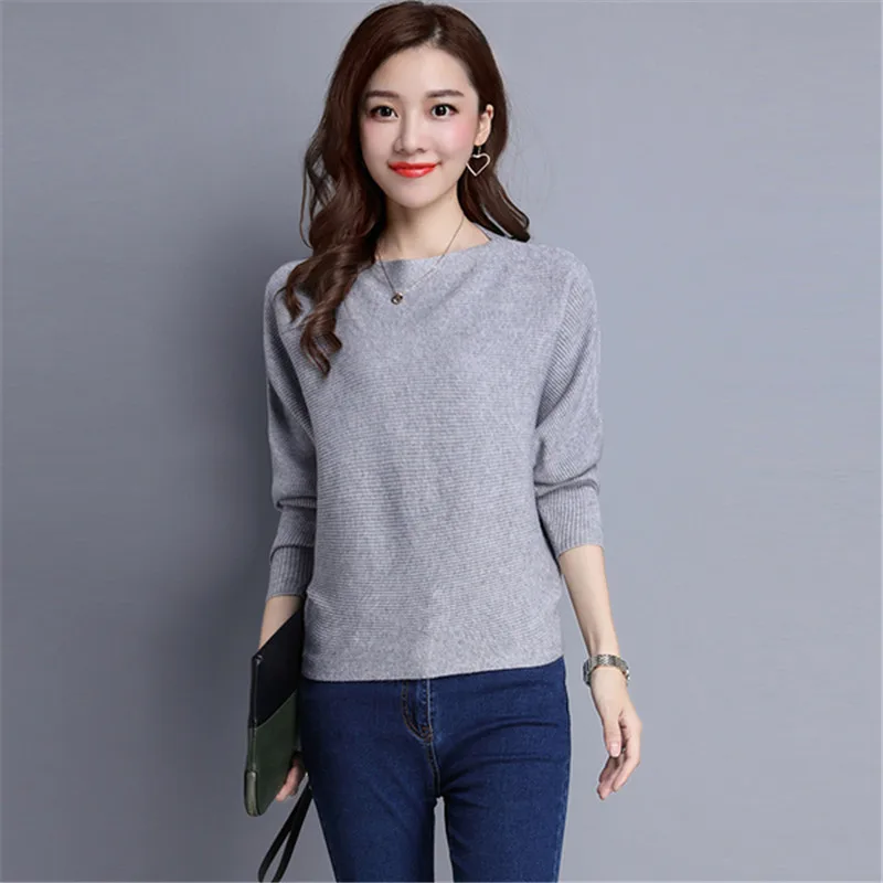 Women Sweater 2021 Spring Autumn Loose Knitted Sweaters And Pullover Ladies Bat Sleeve Jumper Femme Tops Plus Size W331 | Женская одежда