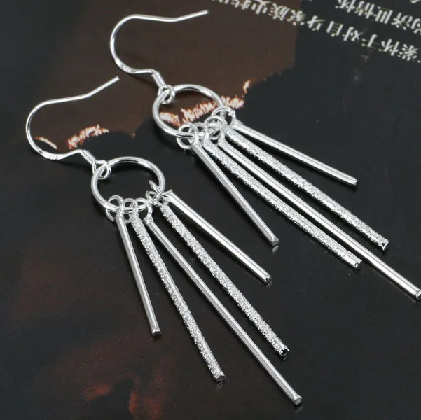 E026 Оптовые посеребренные серьги серебряные модные ювелирные изделия пять пост