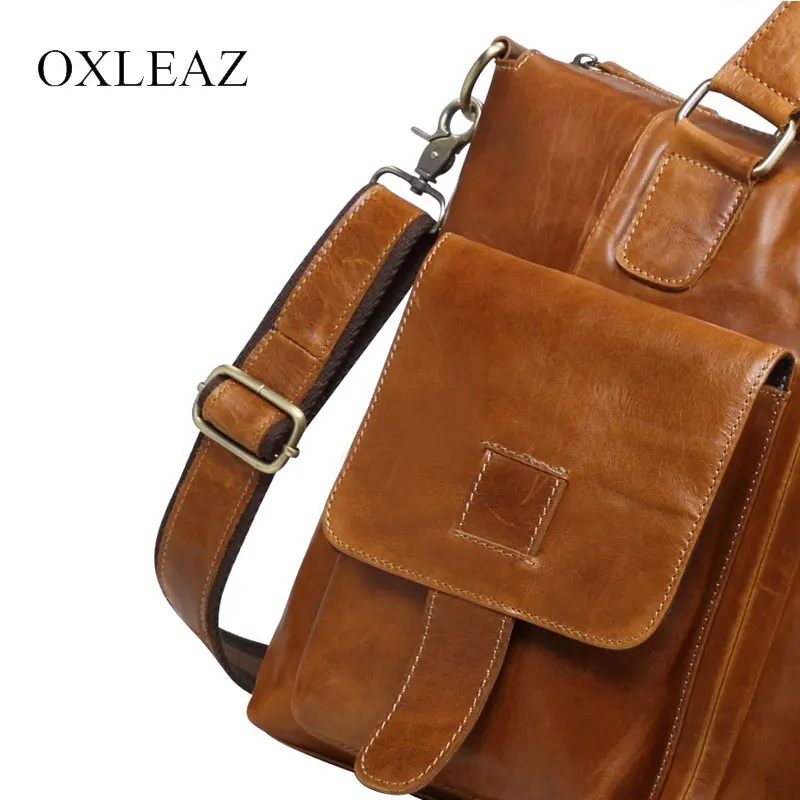 OXLEAZ 15 &quotсумка на плечо мужской портфель Ретро стиль натуральная кожа масло воск