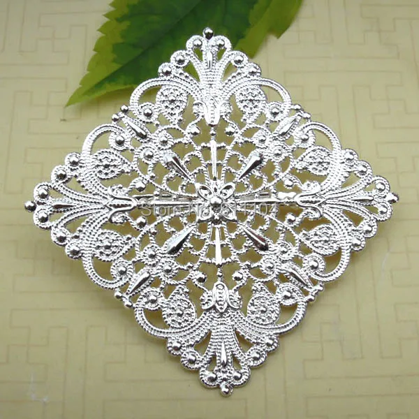 Новая серебряная латунная большая пустая квадратная филигранная Цветочная