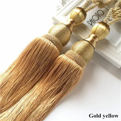 Gold yellow Qgvlish 2 шт./пара Шторы с бахромой и отделкой подвесной ремень шаровая Шторы держатель аксессуары для ванной комнаты, подхваты украшения дома крепления связывают - Цвет: Gold yellow