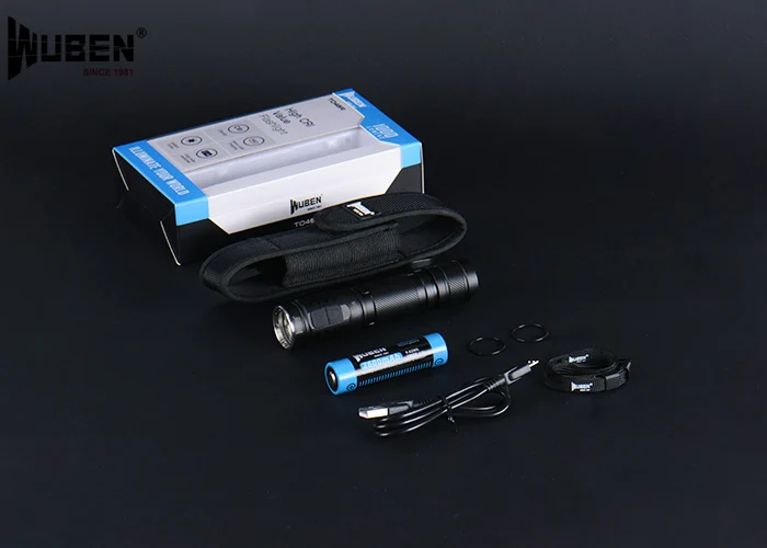 Фонарик WUBEN TO46R перезаряжаемый от USB 3 CREE макс. 1000 люмен дальность луча 115 м уличный