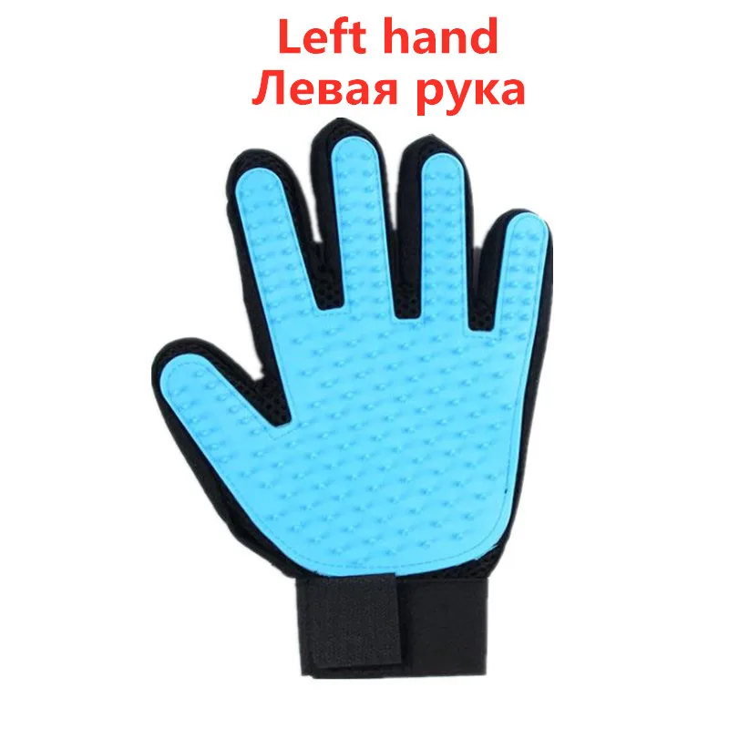 Pet Glove For Cats Cat Grooming Pet Dog Hair Deshedding Brush Comb Glove For Pet Dog Finger Cleaning Massage Glove For Animal - Цвет: ST1-Light blue left