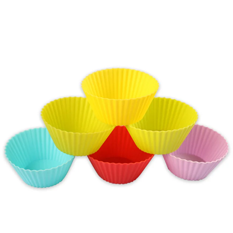 Multiple Colour Cake Mold Easy to Clean Muffin Cup Bakeware Pudding Jelly Baking Tools Round Silica Gel 7CM | Дом и сад