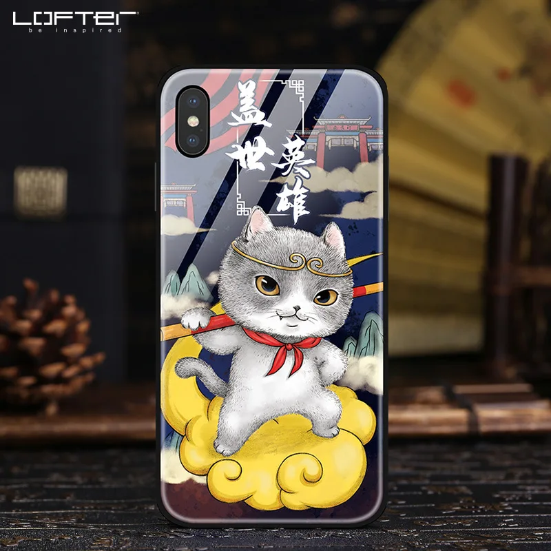 Стеклянный чехол для iPhone X XS в китайском стиле с рисунком из закаленного стекла