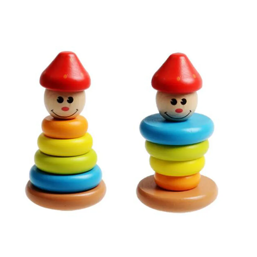 

Wooden Toys Colorful Rainbow Blocks Cute Jenga Rainbow Stacker Tower Wood Fun Tumbler Children Baby learning toy gift for child