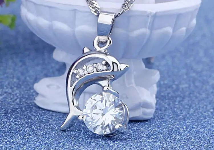 Without Chain !! Jumping Dolphins Silver Plated Rhinestone Pendant Necklace Love Souvenir Gift Accessories NL-0551-SV | Украшения и