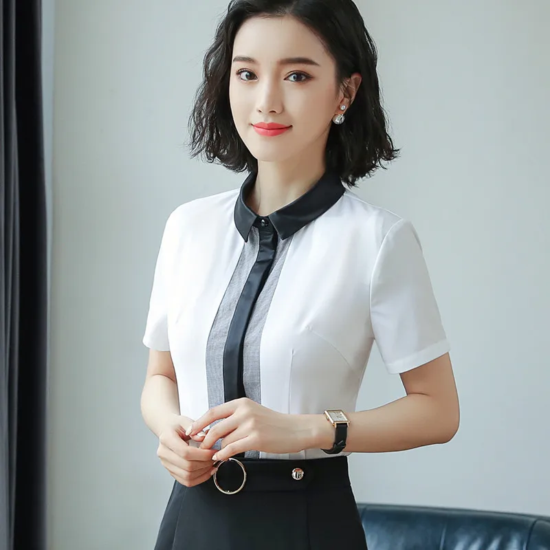 2018 Новая летняя рубашка женская модная формальная тонкая Лоскутная шифоновая