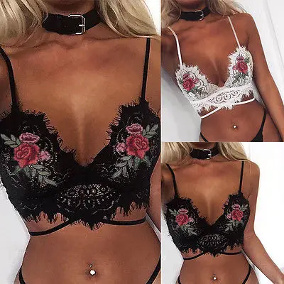 Лидер продаж 2017 укороченный топ с цветочной вышивкой женский бюстгальтер без