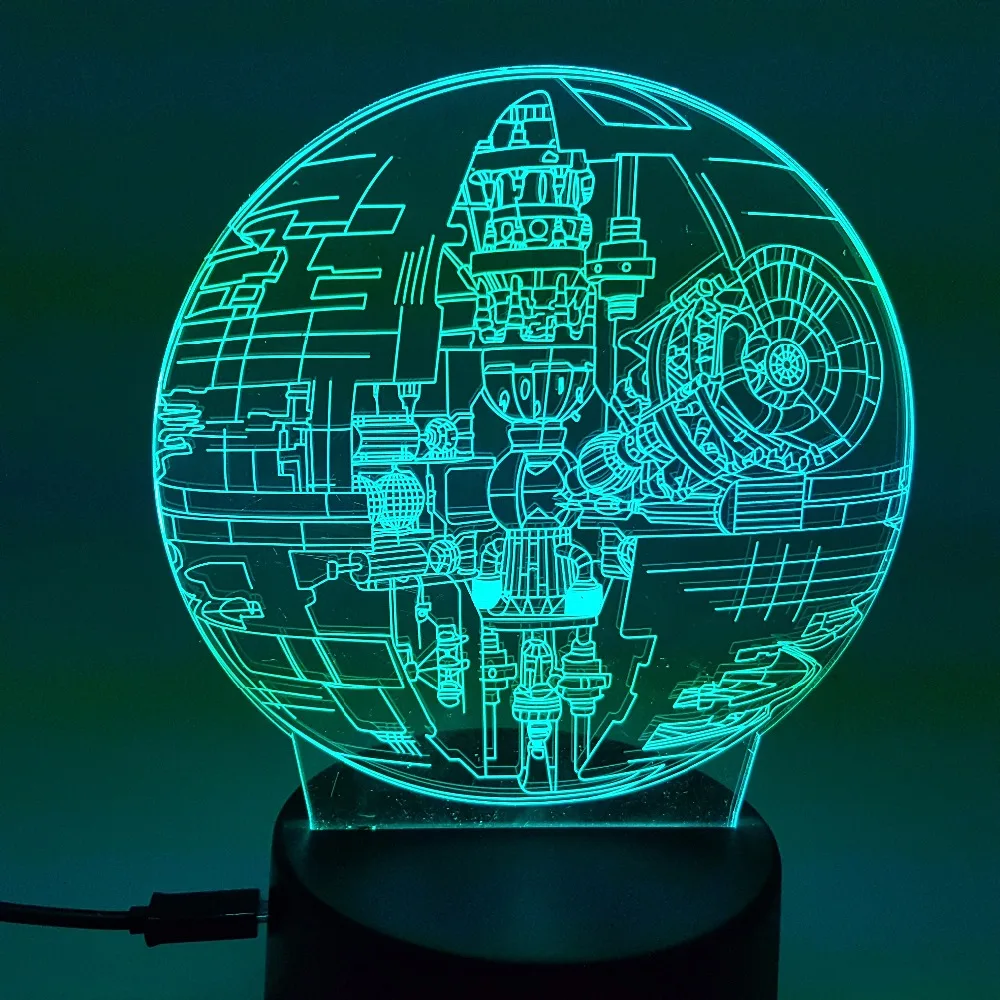 Экшн фигурка Death Star 3D ночники меняющие цвет 7 цветов светодиодный лампа модель