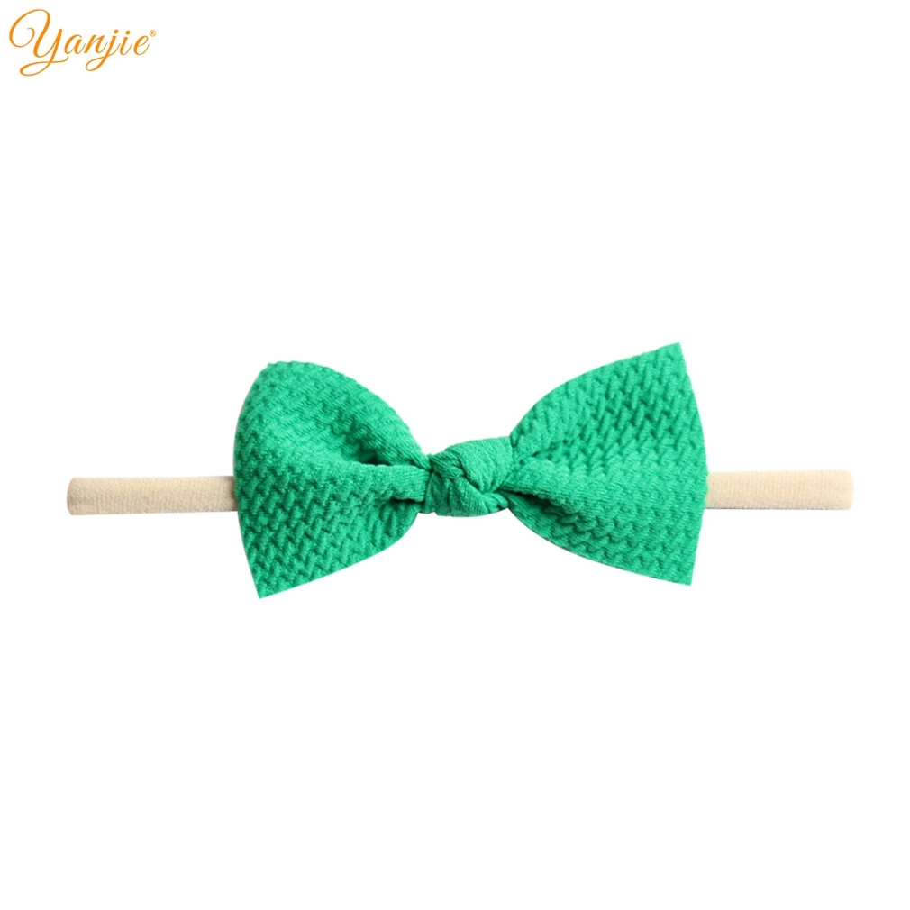 green 12 шт./лот, для девочек, 3,5 дюймов, вафельный бант из нейлона, повязка на голову для детей,, мягкий бант, эластичная нейлоновая повязка на голову, повязка на голову, аксессуары для волос - Цвет: green