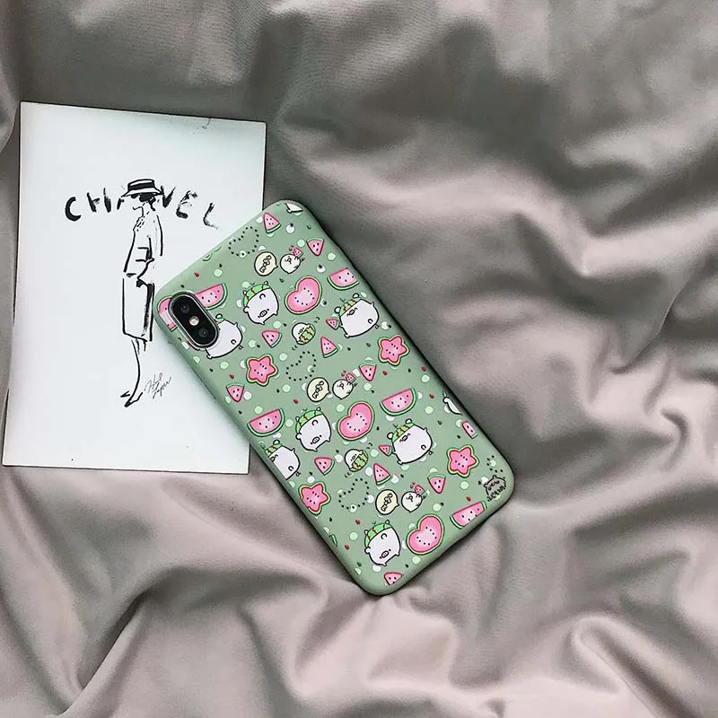 Cartoon Cute Ice Cream Powder Pig Phone Case For iPhone X XR XS Max 6 6S Plus Soft Back Cover 7 8 Cases Capa |