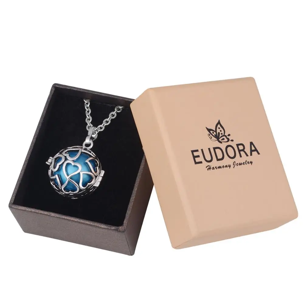 

Eudora Harmony Sweet Heart Floating Locket Cage With Angel Caller Colorful Ringing Chime ball Pendant Pregnancy Women Jewelry